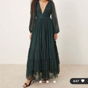 ASOS Deep Green Long Sleeve Maxi Dress